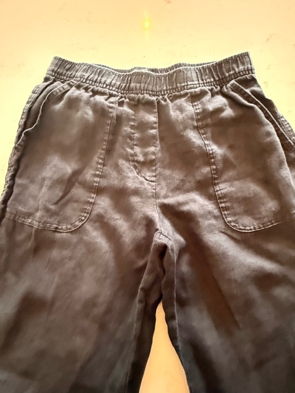 Zara Wide-Leg Linen Pull-On Pants in Linen